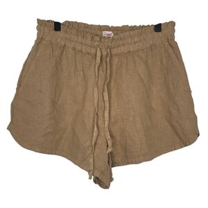 Faherty Womens Brown Laguna Linen Drawstring Shorts Size Small